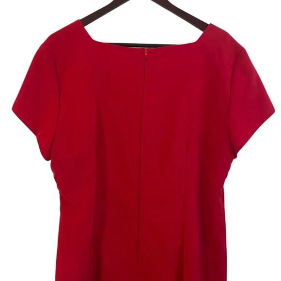 Vintage Jessica Howard Women Velvet Dress 14 Red Square Neck Classic Glam Party - Picture 10 of 14